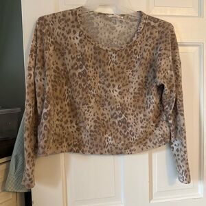 Caution To The Wind Animal Print Long Sleeve Top Cropped